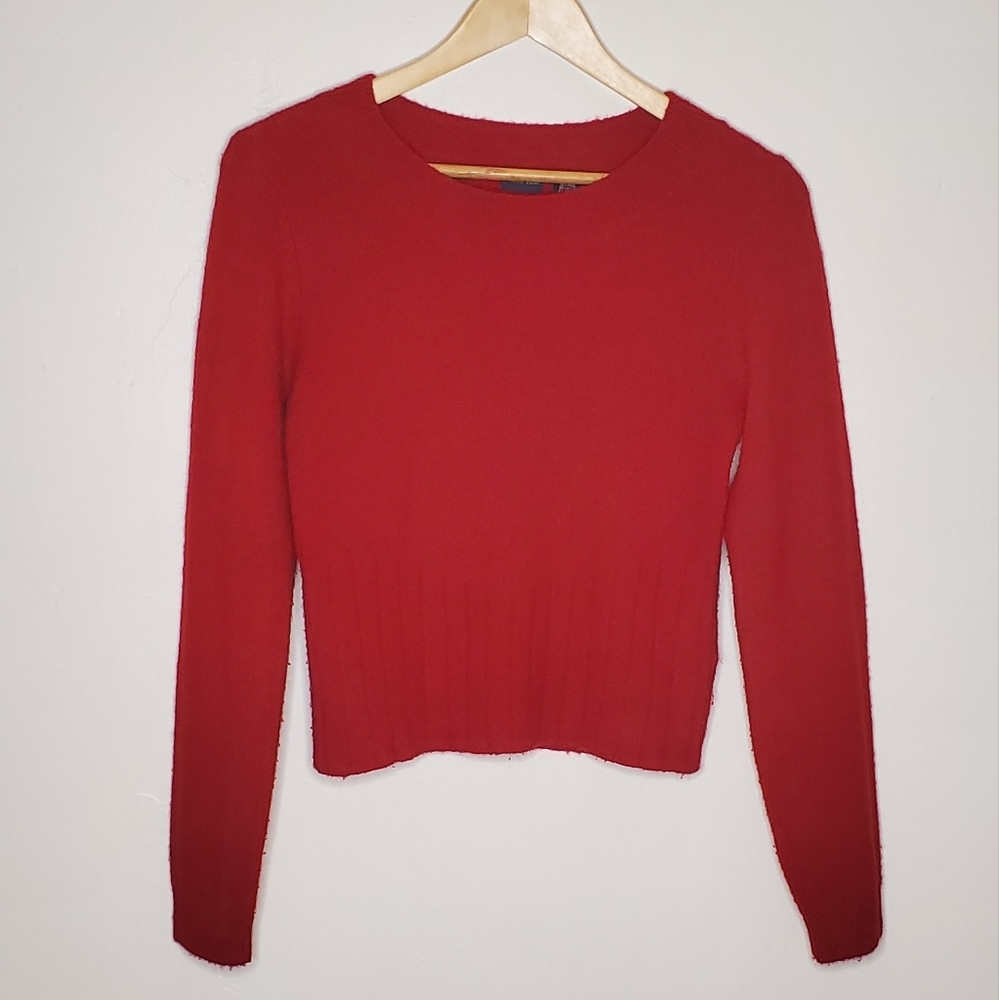 Basic Red Rounded Neck Long Sleeve Sweater - Picture 8 of 10